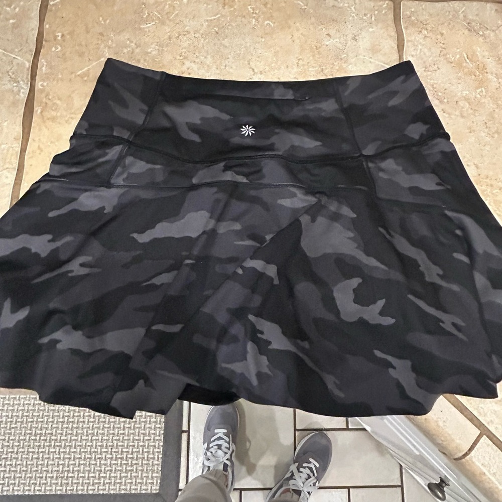 Athleta Black and Gray Ace Printed Tennis Skirt